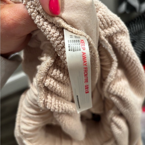 Free People Cream Jumpsuit Relaxed Fit High-Waisted soft terry cloth casual XS - Picture 5 of 11